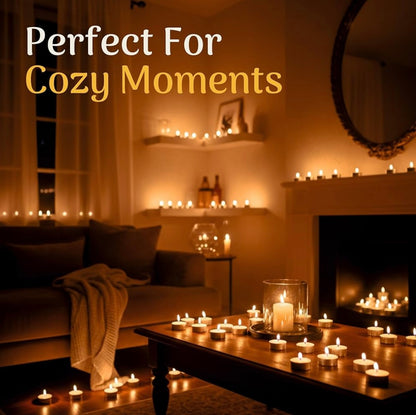White Tealight Candles | Pack of 100 | Unscented Purified Wax Candles | Upto 3 Hour Burn Time | Smokeless & Dripless | Perfect for Diwali, Christmas, Celebration & Decoration