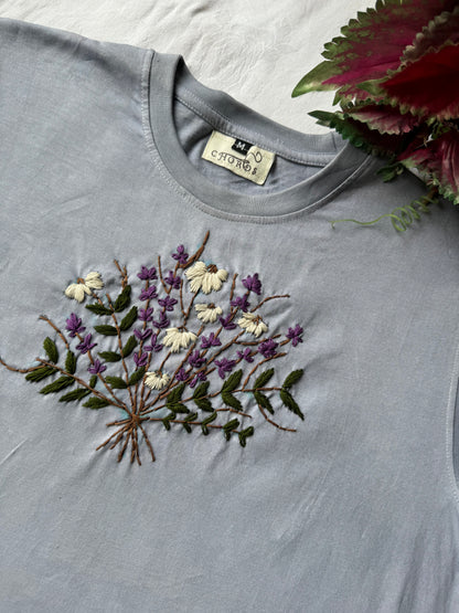 Embroidery Tee - Lavender Bouquet