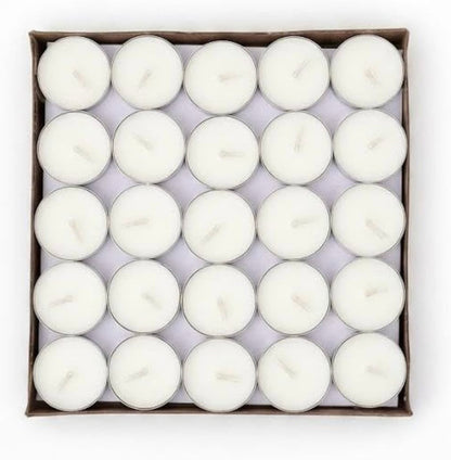 White Tealight Candles | Pack of 100 | Unscented Purified Wax Candles | Upto 3 Hour Burn Time | Smokeless & Dripless | Perfect for Diwali, Christmas, Celebration & Decoration