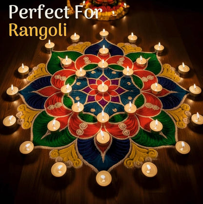 White Tealight Candles | Pack of 100 | Unscented Purified Wax Candles | Upto 3 Hour Burn Time | Smokeless & Dripless | Perfect for Diwali, Christmas, Celebration & Decoration