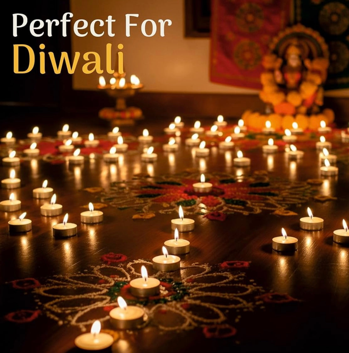 White Tealight Candles | Pack of 100 | Unscented Purified Wax Candles | Upto 3 Hour Burn Time | Smokeless & Dripless | Perfect for Diwali, Christmas, Celebration & Decoration