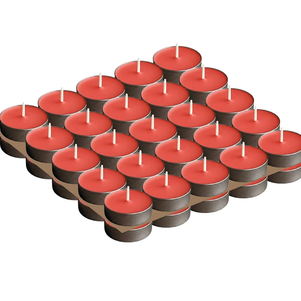 Red Tealight Candles | Pack of 50 | Unscented Purified Wax Candles | Smokeless, Dripless, Long Lasting | Perfect for Diwali, Christmas, Home Decoration & Festivals
