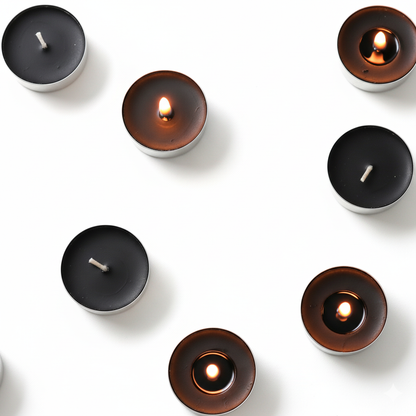 Black Tealight Candles | Pack of 50 | Unscented Purified Wax Candles | Smokeless, Dripless, Long Lasting | Perfect for Diwali, Christmas, Home Decoration & Festivals