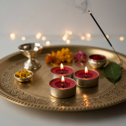 Red Tealight Candles | Pack of 50 | Unscented Purified Wax Candles | Smokeless, Dripless, Long Lasting | Perfect for Diwali, Christmas, Home Decoration & Festivals
