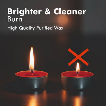 Red Tealight Candles | Pack of 50 | Unscented Purified Wax Candles | Smokeless, Dripless, Long Lasting | Perfect for Diwali, Christmas, Home Decoration & Festivals