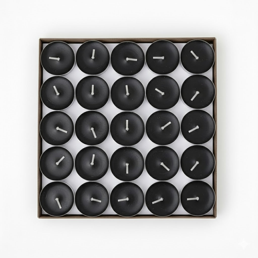 Black Tealight Candles | Pack of 50 | Unscented Purified Wax Candles | Smokeless, Dripless, Long Lasting | Perfect for Diwali, Christmas, Home Decoration & Festivals