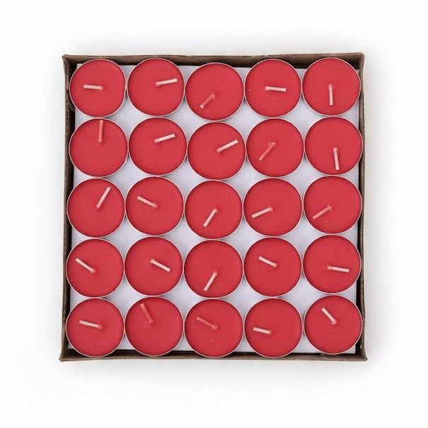 Red Tealight Candles | Pack of 50 | Unscented Purified Wax Candles | Smokeless, Dripless, Long Lasting | Perfect for Diwali, Christmas, Home Decoration & Festivals